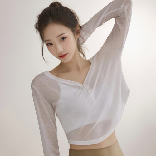 瑜伽服上衣女新款长袖健身服跑步
