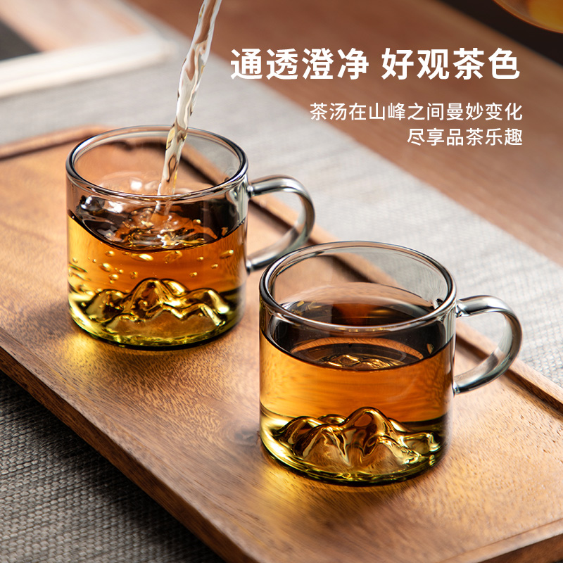 玻璃小茶杯带把手品茗杯家用耐高温功夫茶具喝茶专用高颜值小杯子