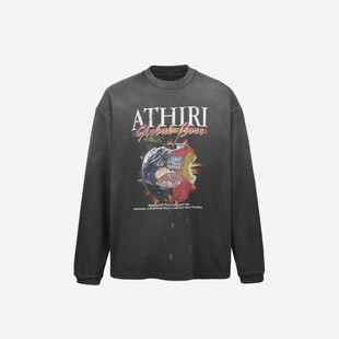 长袖 苹果康丽印花复古蜡染boxy短袖 t恤 赖煜哲同款 ATHIRI