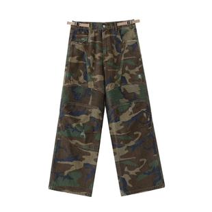 子宽松美式 ATHIRI 长裤 裤 街头潮baggy 迷彩赛车服设计做旧水洗工装