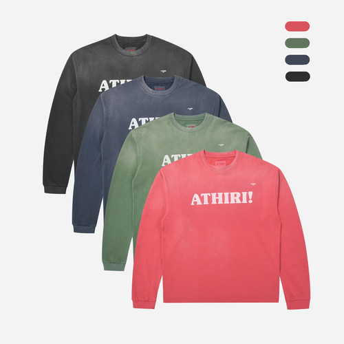 百搭日系复古做旧水洗长袖T恤