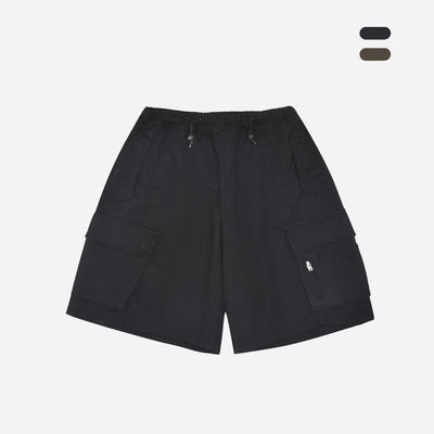 ATHIRI  夏季新品机能3D立体不对称口袋面料松紧腰宽松五分短裤