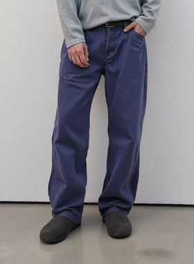 ATHIRI ROW风丹宁石墨灰法工蓝洗水Ross剪裁直筒合身牛仔裤