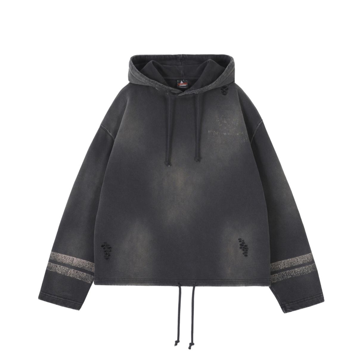 ATHIRI 成衣染色NewVintage复古印花宽松重磅学院连帽短宽卫衣