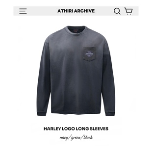 ATHIRI 阿苏特染色水洗做旧哈雷印花单缝线复古vintage长袖t恤