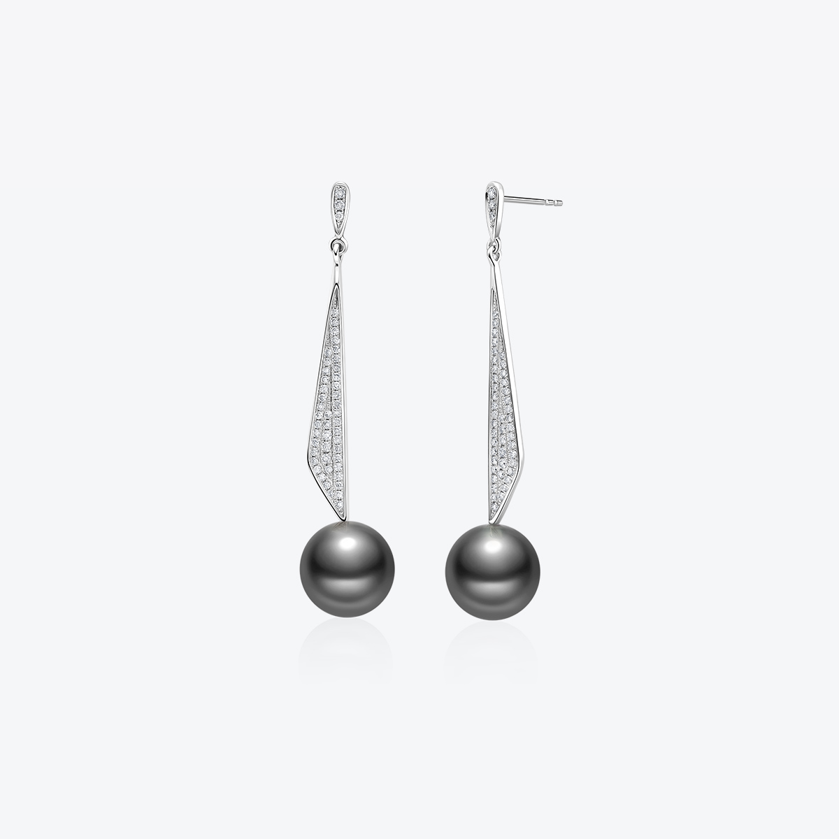 Meluxe美奈【摇曳】18k金钻石镶嵌大溪地黑珍珠耳饰气质送女友