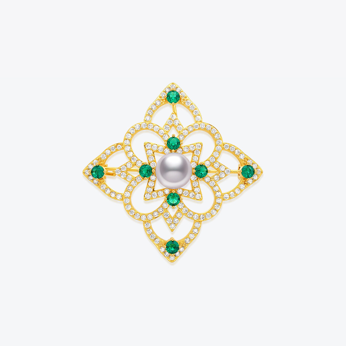 Meluxe美奈 akoya海水珍珠胸针古典窗花轻奢气质送女友闺蜜礼物