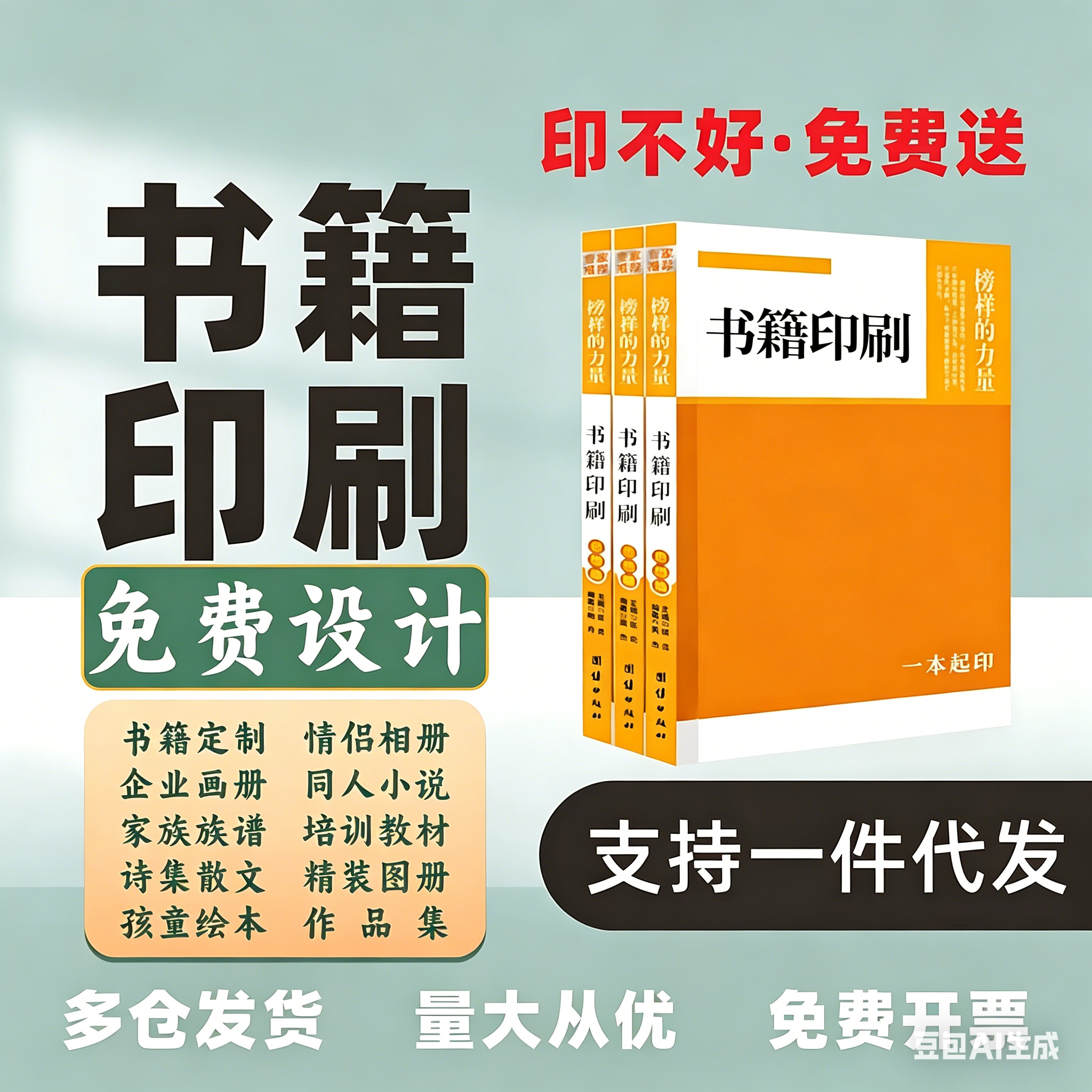 书籍印刷定制个人印书出书本排版设计打印培训教材图书回忆录小说作品集族谱家谱彩色杂志画册精装印刷说明书 - 实物图