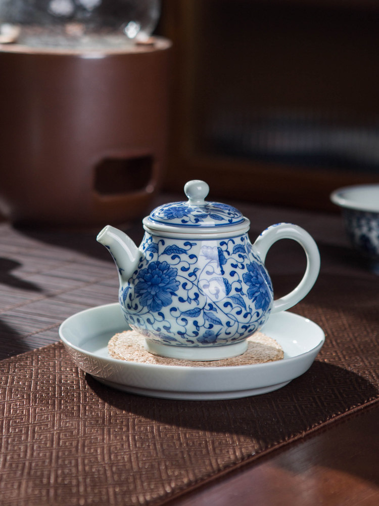 景德镇陶瓷手绘青花瓷茶壶泡茶家用中式功夫茶具办公室单壶小茶壶