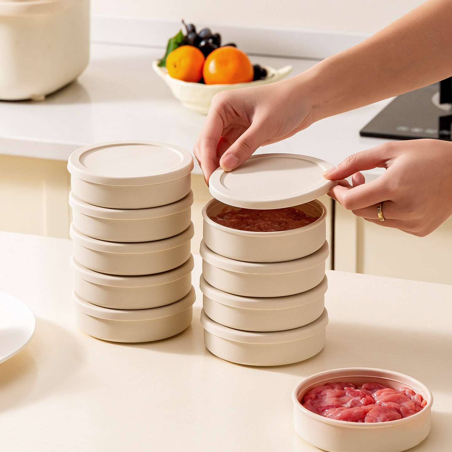 食品级硅胶肉饼分装盒牛肉饼模具可洗碗机肉类虾饼备餐分装冷冻盒,收纳整理,食物收纳盒,淘宝优惠券,粉丝福利购,淘宝优惠卷