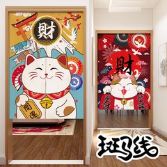 日式帘子厨房招财猫门帘厕所魔术贴卫生间遮丑布帘商用半帘隔断帘