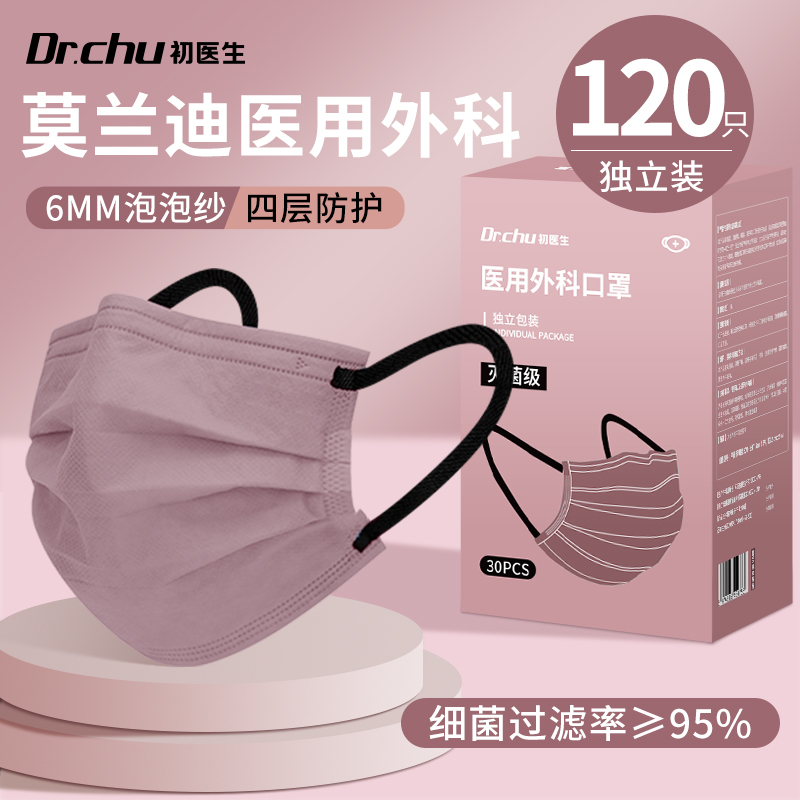 莫兰迪色医用外科口罩一次性医疗正品旗舰店女高颜值秋冬2023新款
