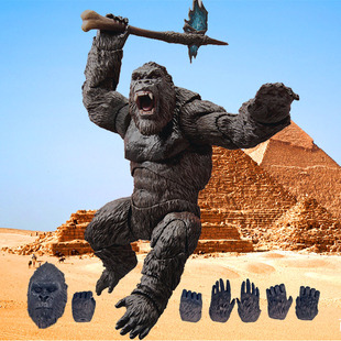 金刚大猩猩大战粉色哥斯拉手办刀疤王公仔雪魔玩具模型怪兽玩偶