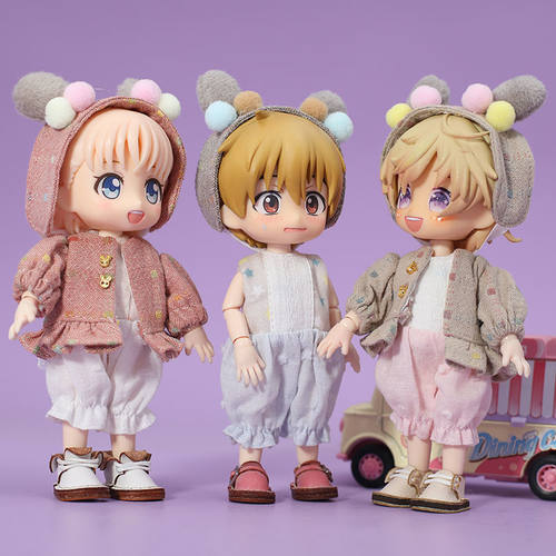 ob11娃衣 兔耳朵套 兔兔熊熊 molly娃娃衣服1/12分bjd GSC素体