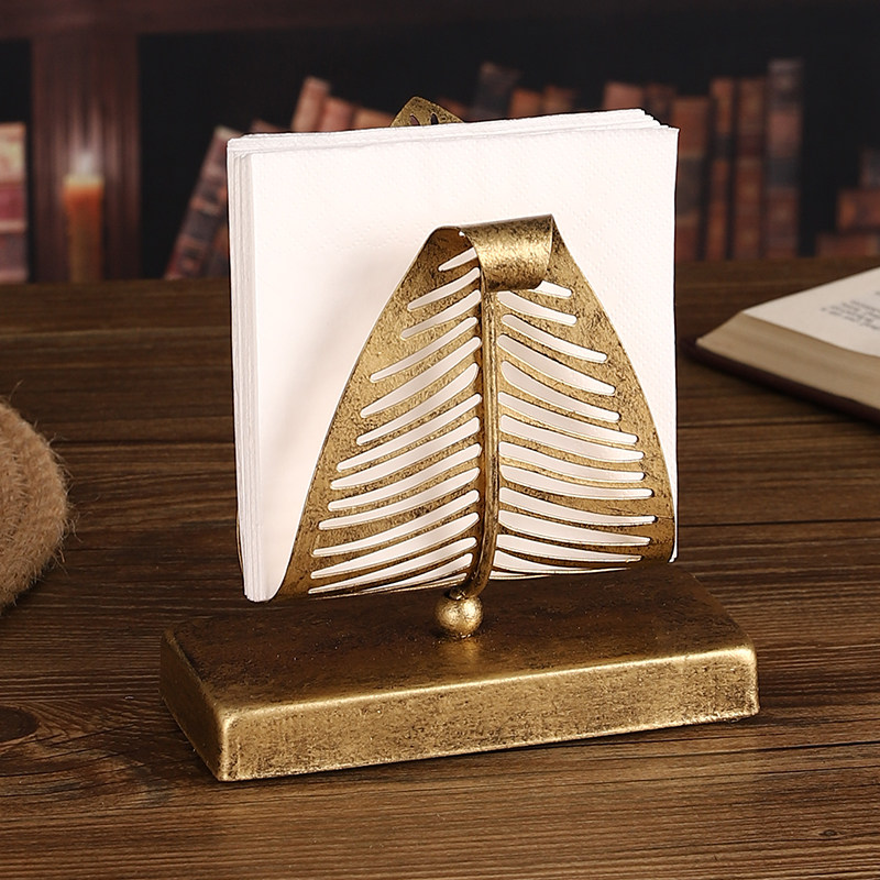 高级感铁艺叶子纸巾架摆件纸托