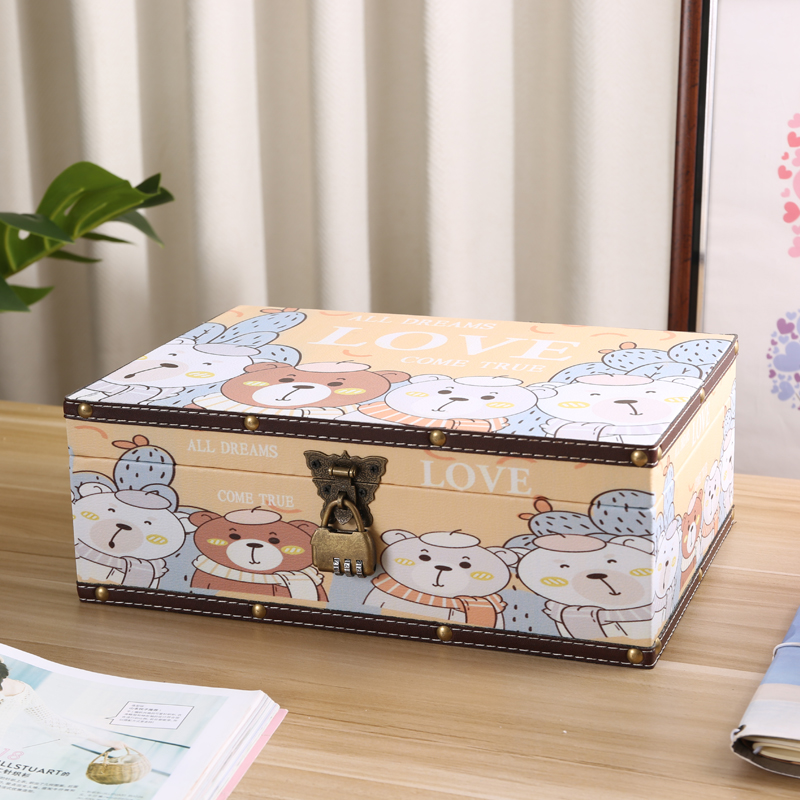 送男生女朋友家用木质带锁包装盒