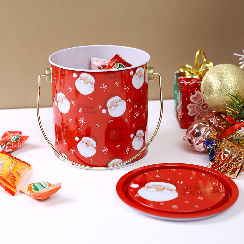 创意马口铁手提收纳桶糖果盒密封铁罐巧克力包装盒空盒圣诞礼物盒