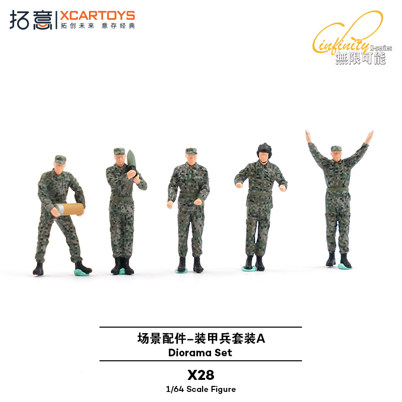 【现货秒发】拓意1:64场景配件装甲兵军事5人套装X28树脂人偶