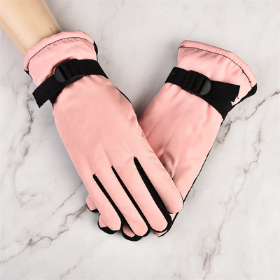 骑行滑雪手套保暖女款加绒加厚户外保暖防风防寒防滑电动车手套女