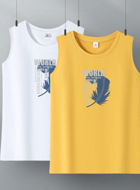 背心上衣女外穿无袖t恤打底衫内搭字母小吊带棉质大码宽肩带夏季