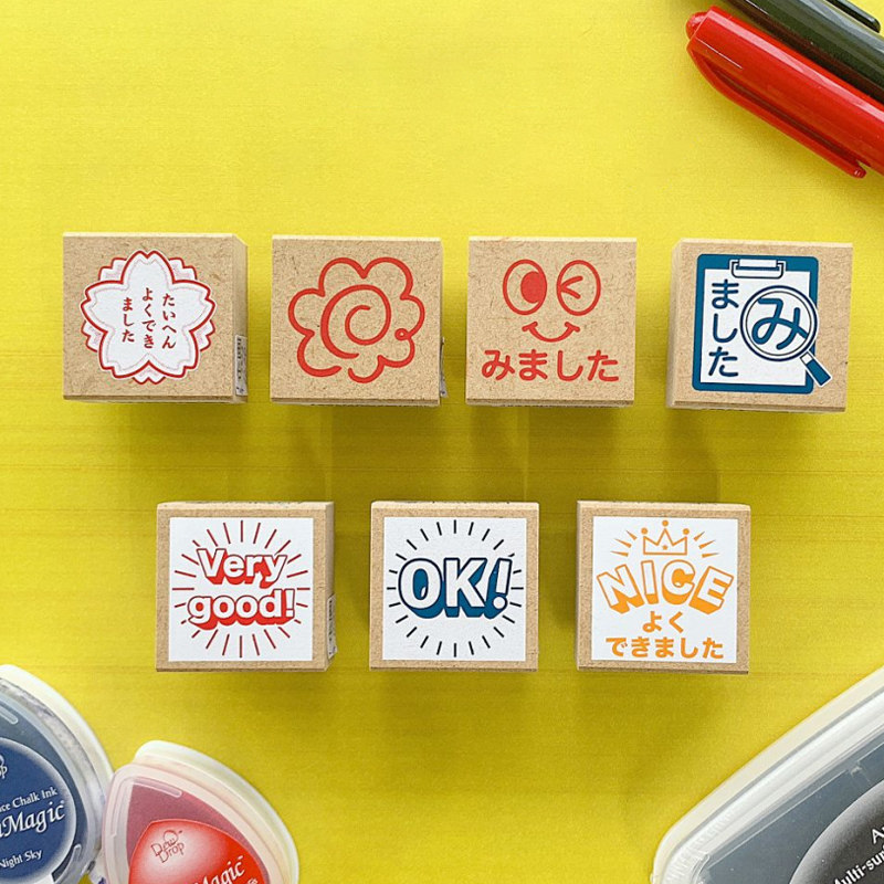 日本KODOMO NO KAO 木头印章木质印章表情学生用印手账