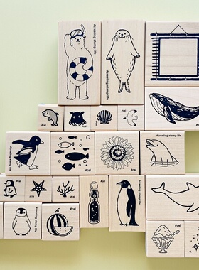 日本KODOMO NO KAO童颜木制印章木头夏日图章童趣和风手帐账成品印章