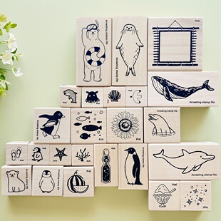 日本KODOMO NO KAO童颜木制印章木头夏日图章童趣和风手帐账成品印章
