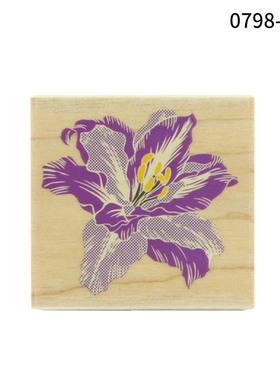 进口日本KODOMO NO KAO木头印章百合木制印章N I LOVE STAMP童颜手账图章百合花印章