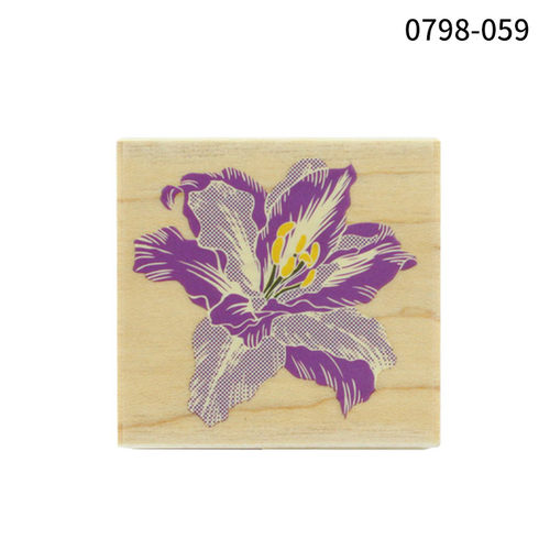 进口日本KODOMO NO KAO木头印章百合木制印章N I LOVE STAMP童颜手账图章百合花印章