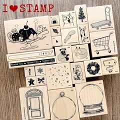 日本KODOMO童颜木制印章百合动物动漫人物木头图章印画手帐印章N I LOVE STAMP新款1530