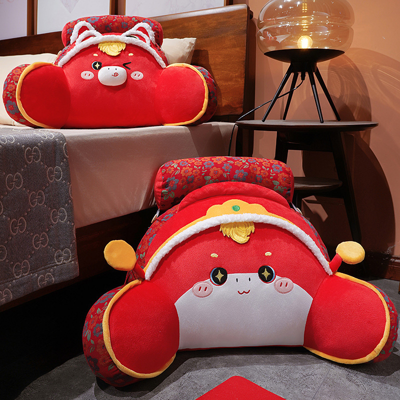 卡通马年新年三层纱醒狮腰靠卧室