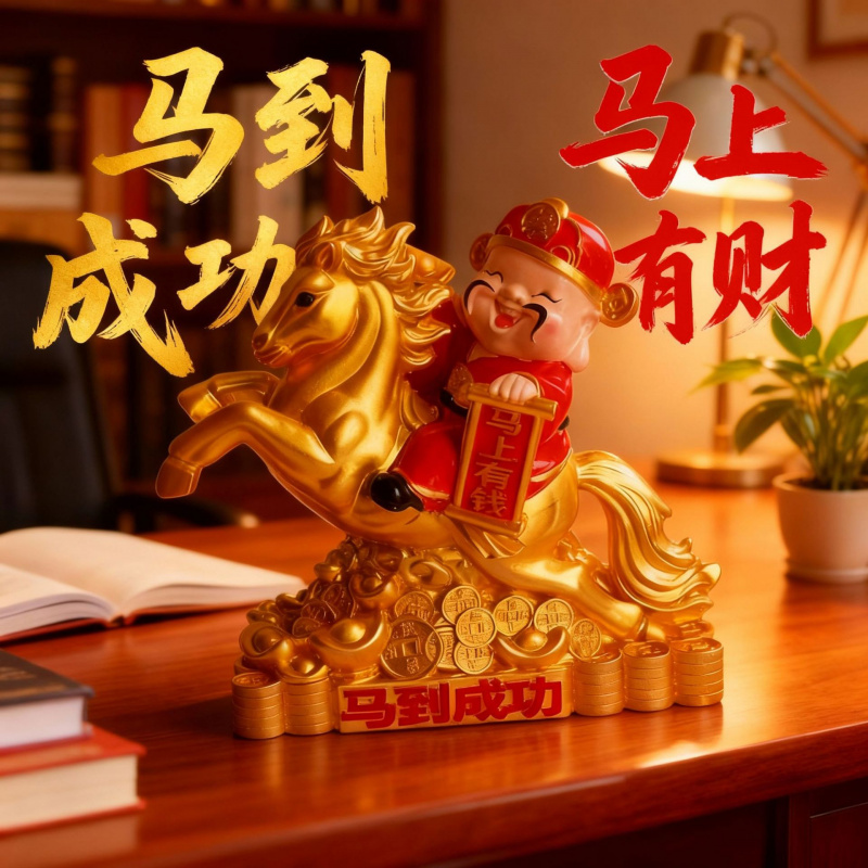 2026马年新款财神爷马到成功摆件