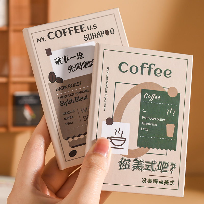 你美式吧A7迷你笔记本子美式咖啡可爱日记本卡通手帐本小学生加厚记事本新款高颜值手账本女生儿童本子豆豆本