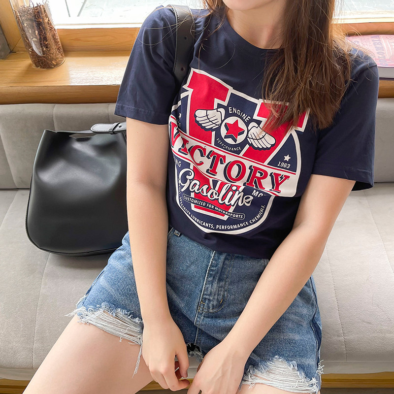 胖mm夏季显廋短袖2025年新款字母印花减龄夏装韩版宽松大码t恤女
