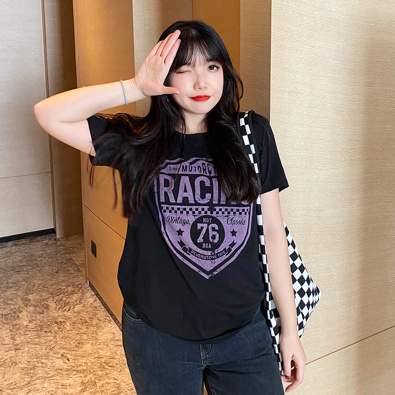 步步红微胖大码胖mm200斤薄款短袖t恤女夏季短款宽松显瘦圆领上衣,女装/女士精品,大码内搭,淘宝优惠券,粉丝福利购,淘宝优惠卷