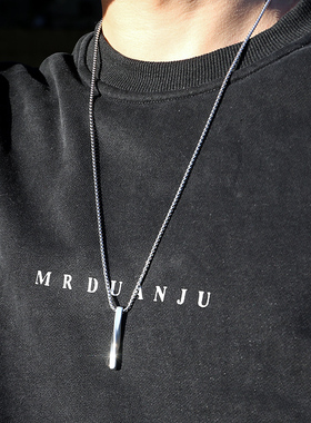 螺旋长条项链男ins潮极简风简约个性嘻哈卫衣吊坠女生毛衣链配饰