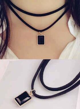 女原宿潮短款双层绒皮锁骨