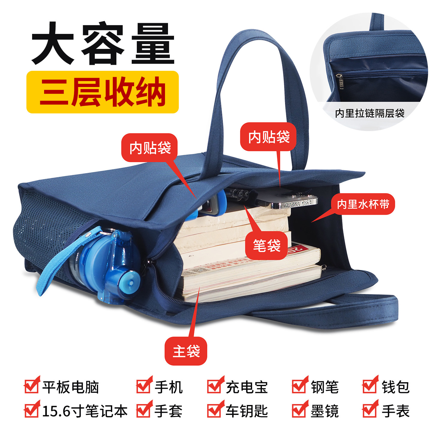 事务所案卷袋很结实牛津布资料袋学生补习袋会议文件收纳袋体制内公文包手提资料袋6131竖款文件袋 支持定制