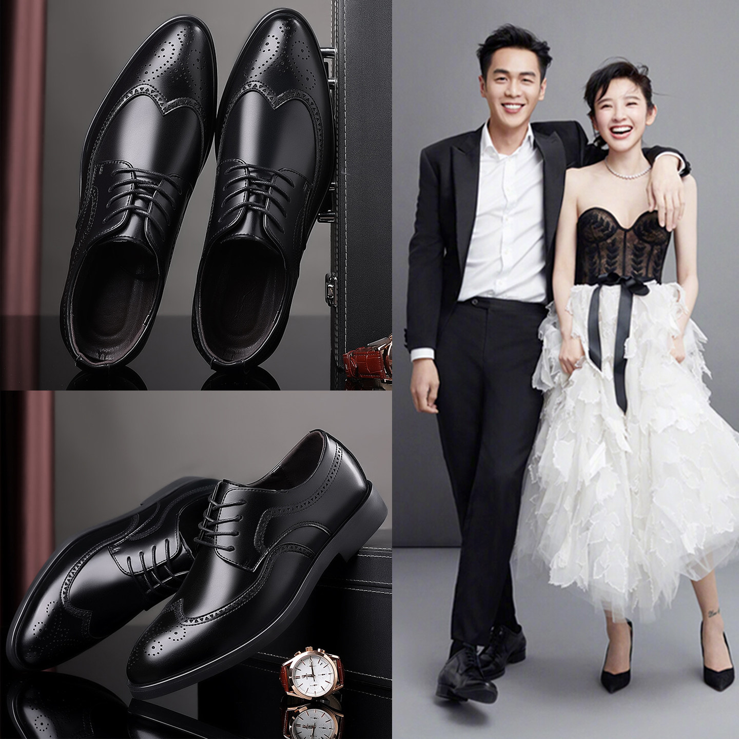 2026新郎结婚拍婚纱照礼鞋布洛克英伦商务休闲皮鞋男士配西装伴郎,流行男鞋,正装皮鞋,淘宝优惠券,粉丝福利购,淘宝优惠卷
