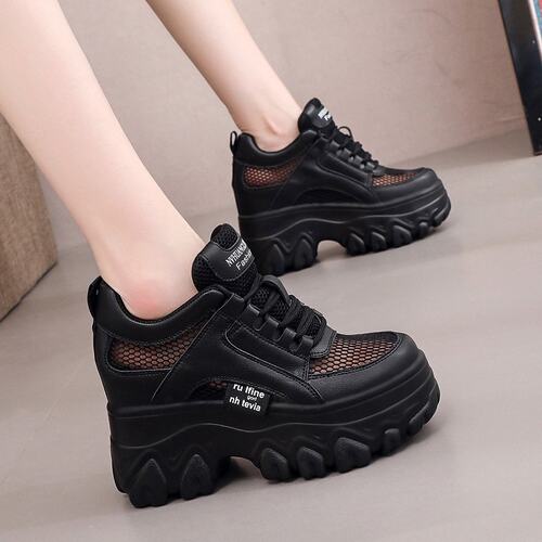 内增高女鞋2026年新款老爹鞋透气夏季网面网鞋休闲爆款松糕小白鞋