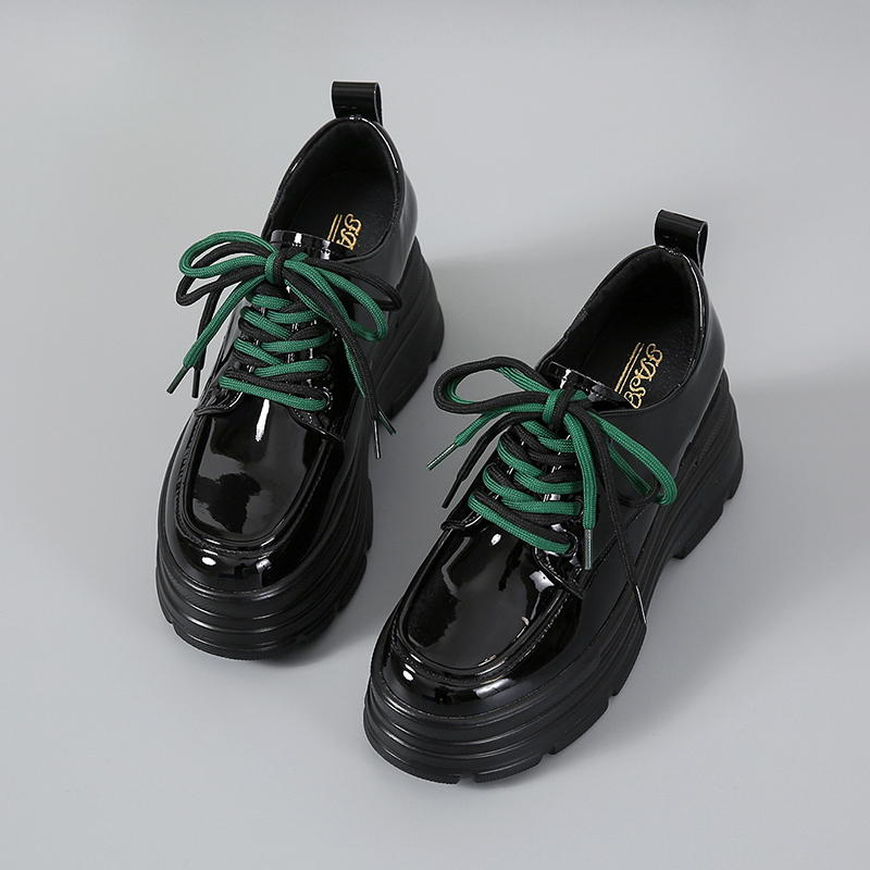 内增高女鞋秋冬加绒厚底松糕小皮鞋小个子