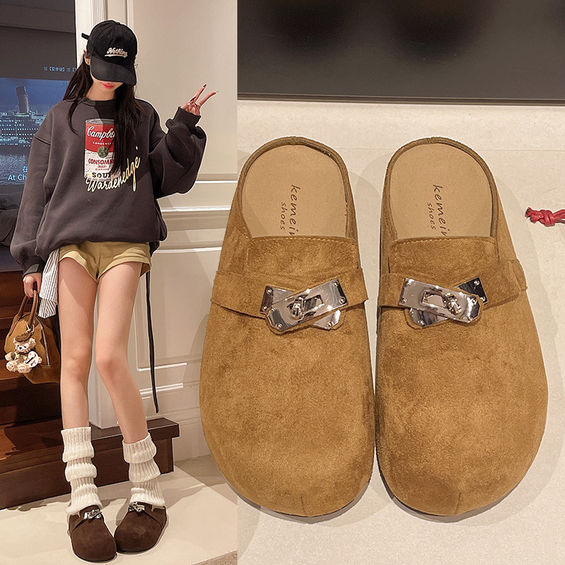 厚底勃肯鞋女外穿2026年春季新款懒人一脚蹬单鞋内增高包头半拖鞋,女鞋,勃肯鞋/软木鞋,淘宝优惠券,粉丝福利购,淘宝优惠卷