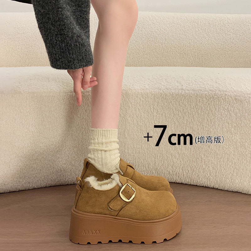 厚底增高加绒勃肯鞋女款2025新款冬季巨好看百搭毛毛棉鞋子雪地靴