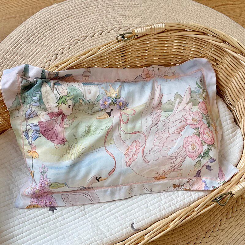 乳胶枕套40cmx60cmA类竹棉纱布儿童宝宝吸汗透气枕头套婴儿小枕巾