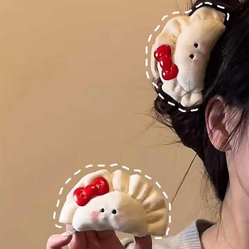 小红书同款腮红饺子抓夹盘发后脑勺发夹女夏天好可爱的半扎发夹子