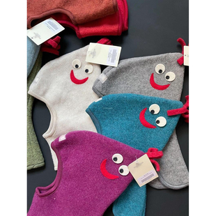 冬季北欧风男女儿童幼儿宝宝公鸡帽美利奴羊毛拉绒面料滑雪帽保暖