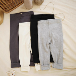 2025春秋Amber同款新款男女童兰精天丝混纺棉柔软百搭打底裤-纯色