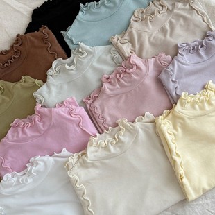 25春秋amber同款猫肚皮女童打底衫韩系女宝女孩柔软弹力卷边T恤
