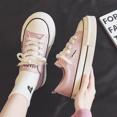 人本厚底帆布鞋女款休闲芒果板鞋