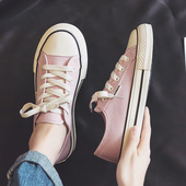 女鞋 春季 百搭运动板鞋 平底女款 子 人本粉色帆布鞋 透气鞋 女2026新款